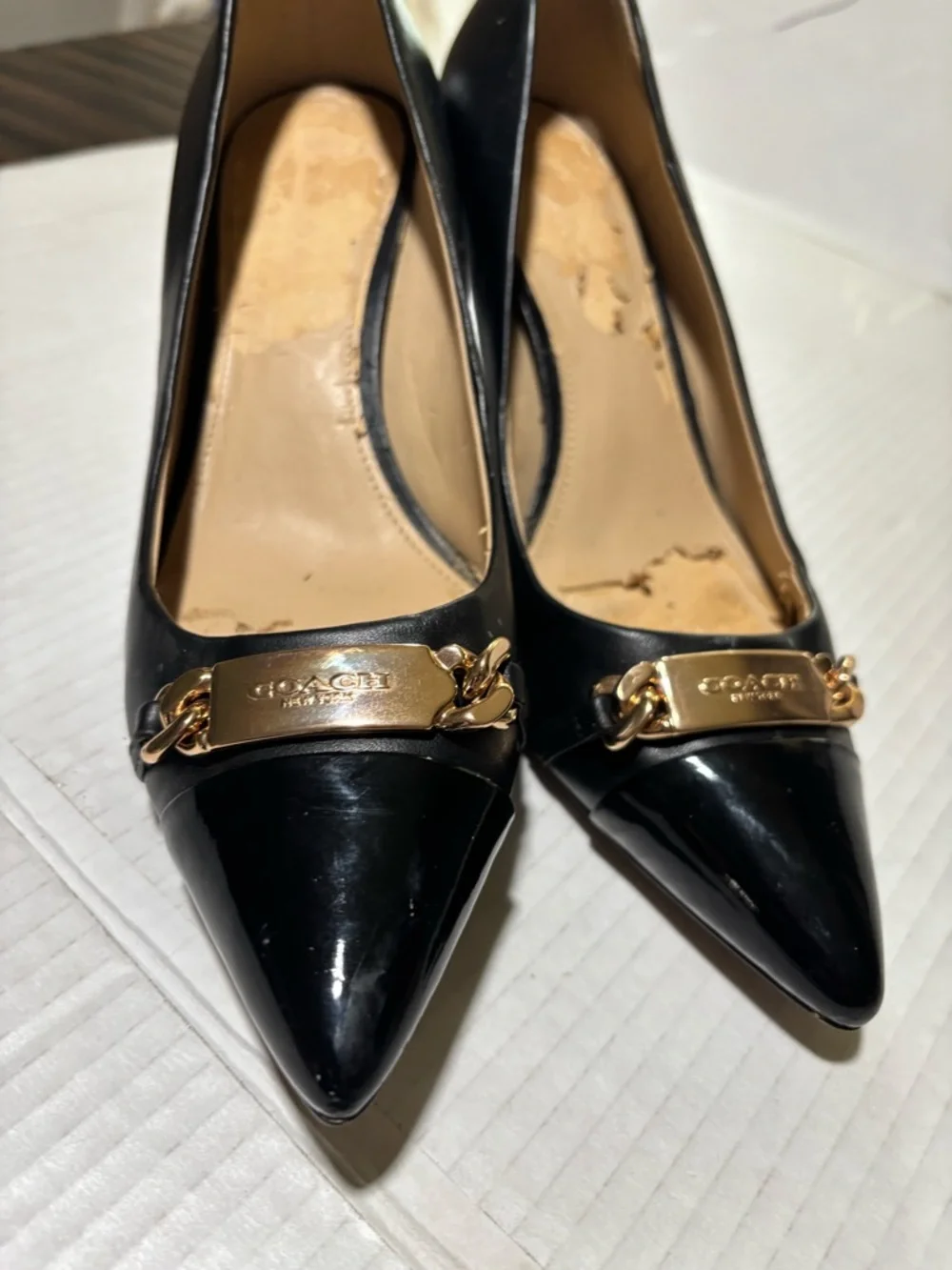 Coach Black Leather Mid-Heel Pump with Gold Horsebit - Picture 14 of 14